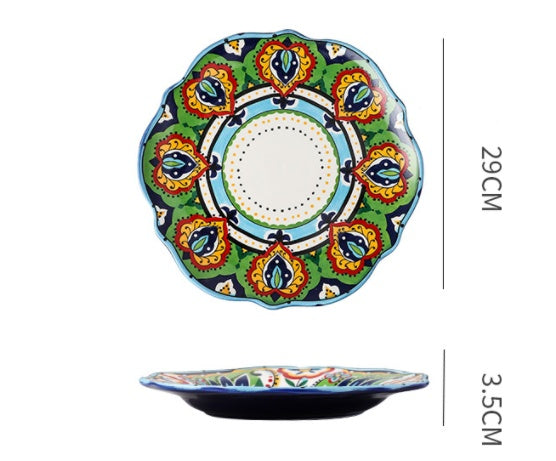 Bohemiam Glazed Ceramic Serving Plates