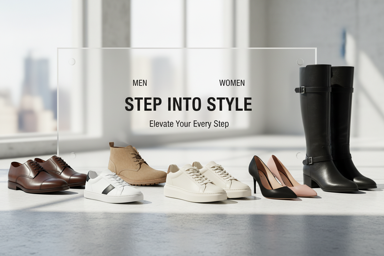 banner with fashion shoes for men and women