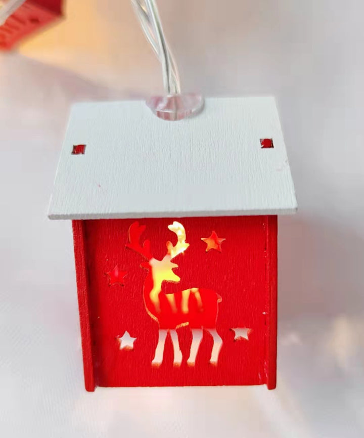 Christmas House Shape LED Flashing String Lights showing Red Deer | Confetti Living