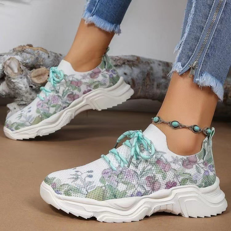 Women's Printed Flowers Casual Running Shoes | Confetti Living