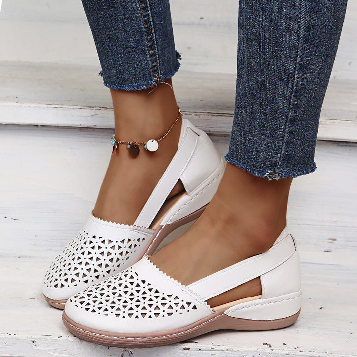 Women's Large Size Wedge Sandals in White | Confetti Living