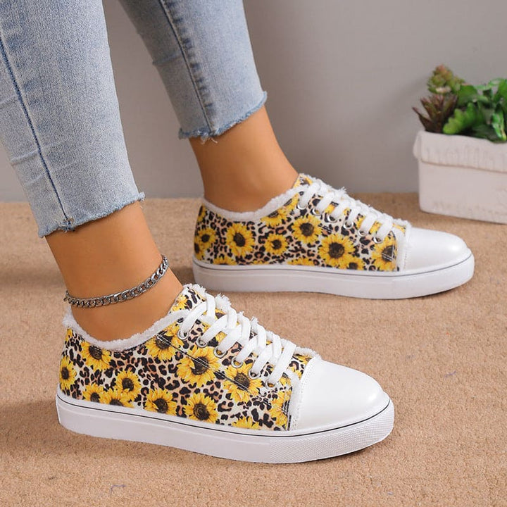 Women's Flower Design Versatile Canvas Shoes showing Sunflower Design | Confetti Living