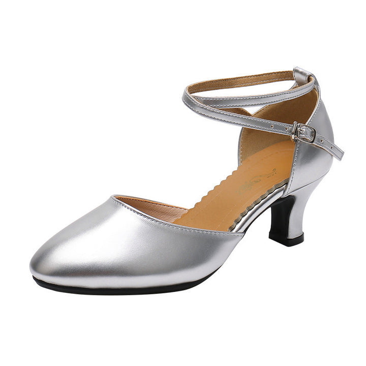 Women's Latin Soft Bottom Dance Shoes in Silver 55mm heels | Confetti Living