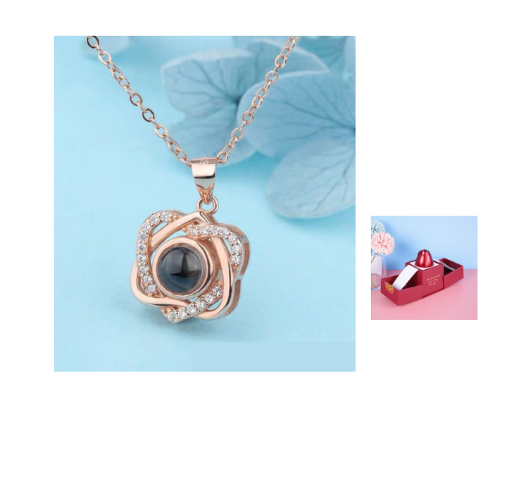 Metal Rose Jewellery Gift Box with Necklace