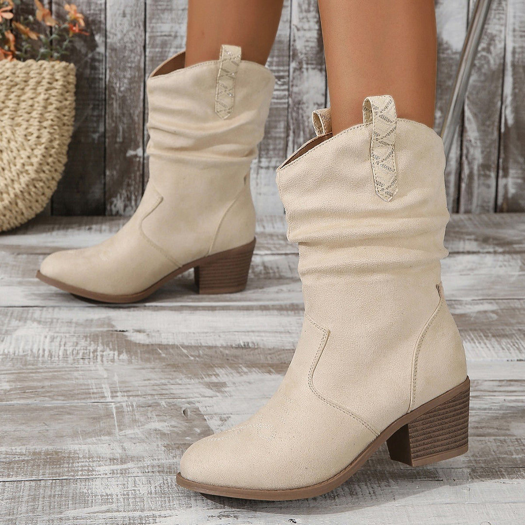 Women's Larger Size Suede Fashion Boots in Milky White Colour | Confetti Living