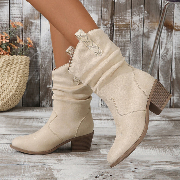 Women's Larger Size Suede Fashion Boots in Milky White Colour | Confetti Living