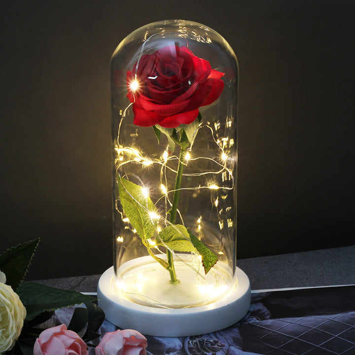 Rose Lamp with Glass Dome