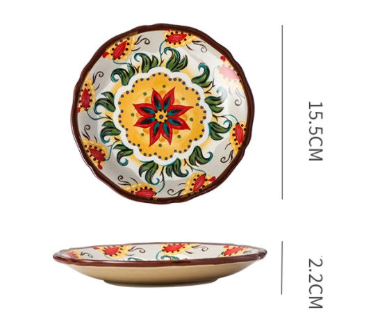 Bohemiam Glazed Ceramic Serving Plates