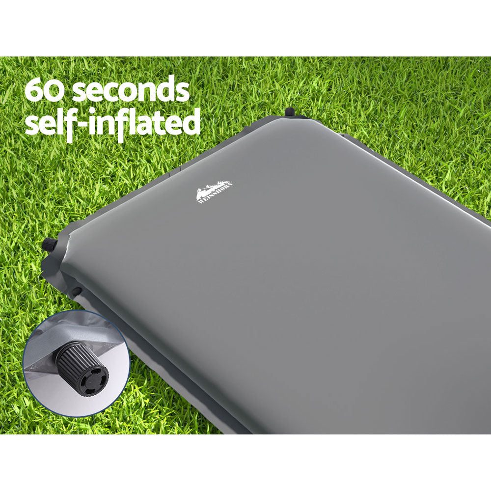 Weisshorn Self Inflating Mattress 6CM Camping Sleeping Mat Air Bed Single Grey | Confetti Living