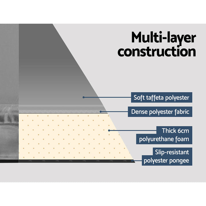 Weisshorn Self Inflating Mattress 6CM Camping Sleeping Mat Air Bed Single Grey | Confetti Living