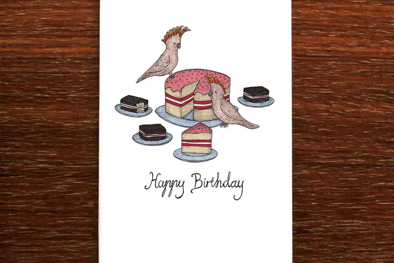 Card - Cockatoos & Cake Greeting Card | Confetti Living