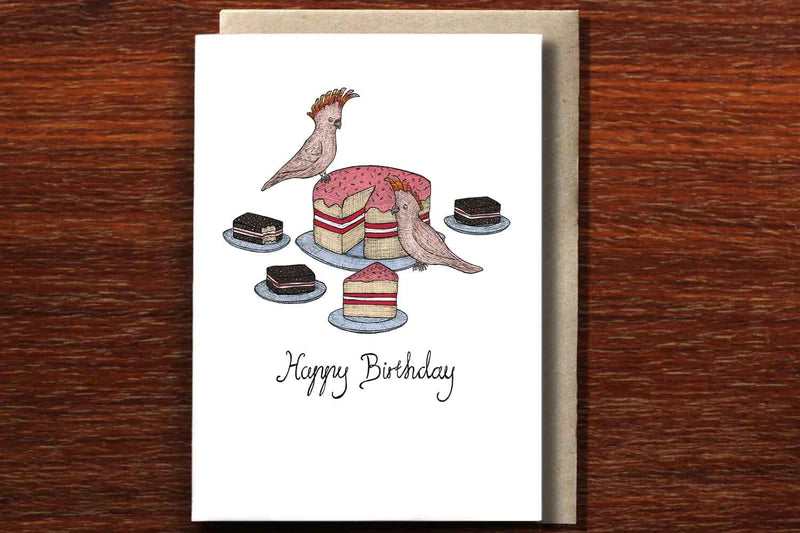 Card - Cockatoos & Cake Greeting Card | Confetti Living