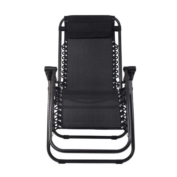 Gardeon Outdoor Portable Recliner in Black showing front perspective | Confetti Living