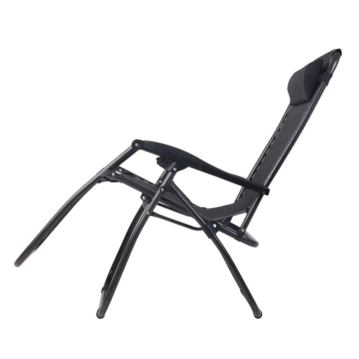 Gardeon Outdoor Portable Recliner in Black showing side perspective | Confetti Living