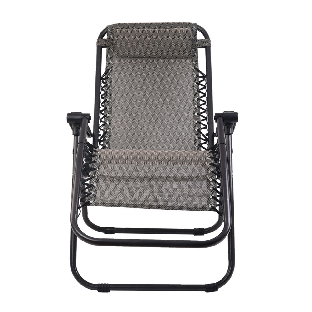 Gardeon Outdoor Portable Recliner in Grey showing front perspective | Confetti Living