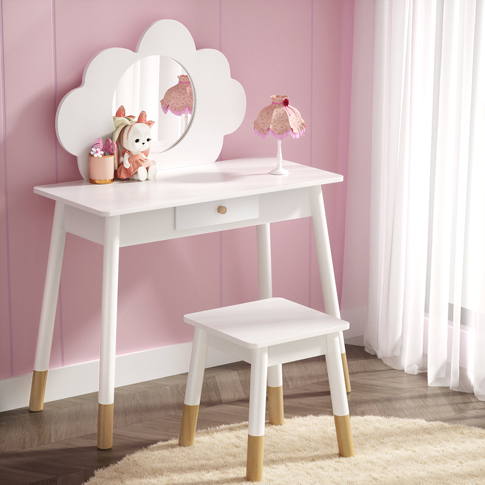 Keezi Kids Vanity Makeup Dressing Table and Chair Set with Cloud Mirror | Confetti Living