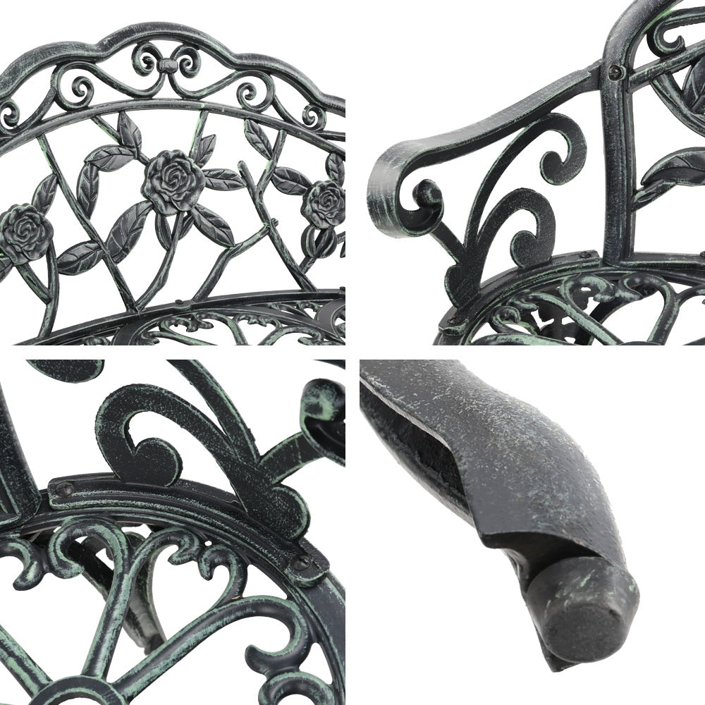 Gardeon Green Victorian Garden Bench showing details | Confetti Living