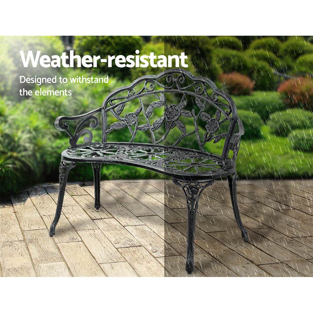 Gardeon Green Victorian Garden Bench showing features | Confetti Living