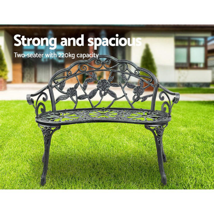 Gardeon Green Victorian Garden Bench showing capacity | Confetti Living