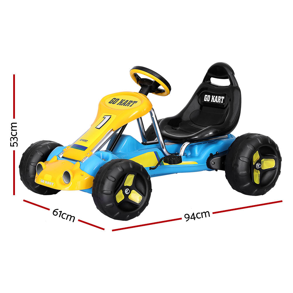 Rigo Kids Pedal Go Kart Ride On Toys Racing Car Plastic Tyre Blue | Confetti Living