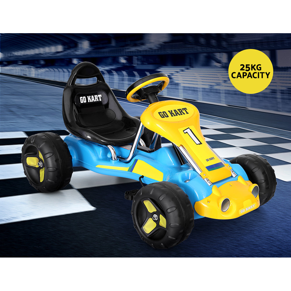 Rigo Kids Pedal Go Kart Ride On Toys Racing Car Plastic Tyre Blue | Confetti Living