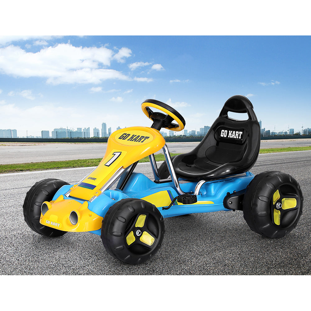 Rigo Kids Pedal Go Kart Ride On Toys Racing Car Plastic Tyre Blue | Confetti Living