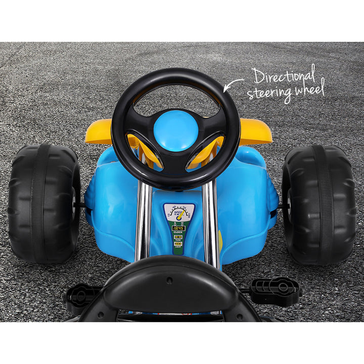 Rigo Kids Pedal Go Kart Ride On Toys Racing Car Plastic Tyre Blue | Confetti Living