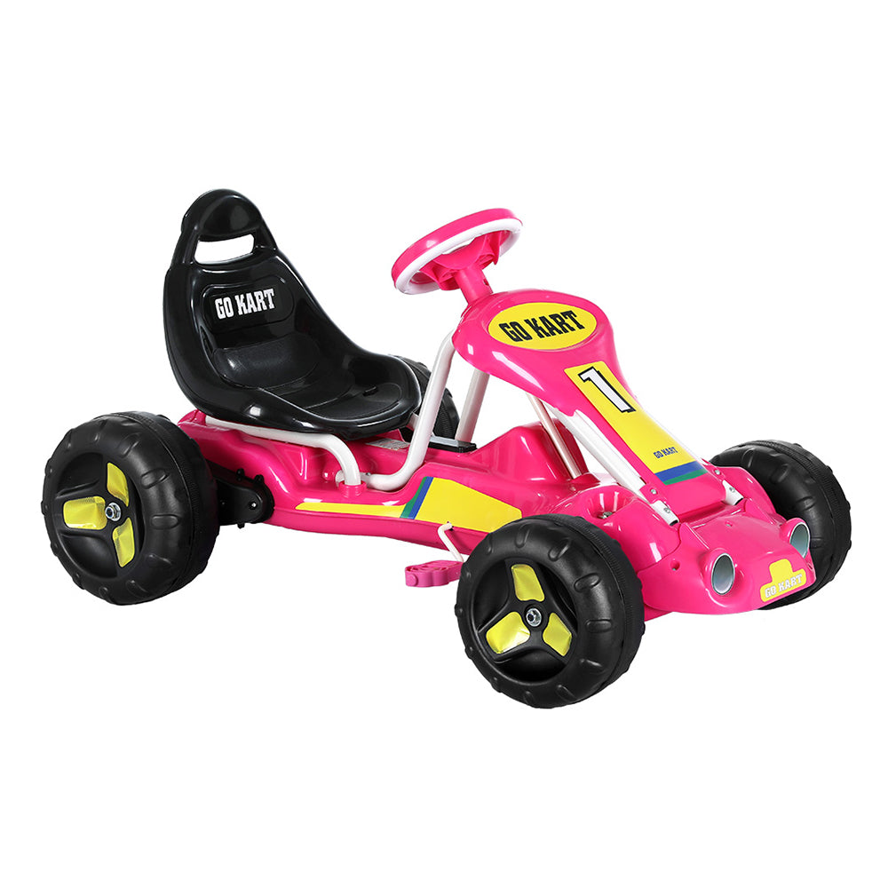 Rigo Kids Pedal Go Kart Ride On Toys Racing Car Plastic Tyre Pink | Confetti Living