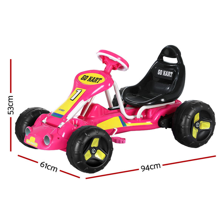 Rigo Kids Pedal Go Kart Ride On Toys Racing Car Plastic Tyre Pink | Confetti Living