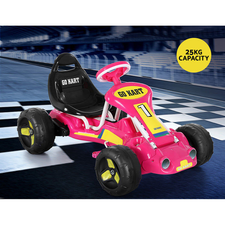 Rigo Kids Pedal Go Kart Ride On Toys Racing Car Plastic Tyre Pink | Confetti Living