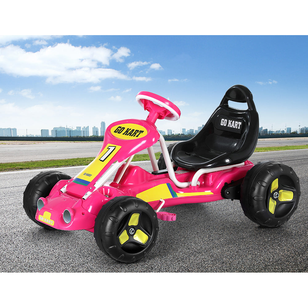 Rigo Kids Pedal Go Kart Ride On Toys Racing Car Plastic Tyre Pink | Confetti Living