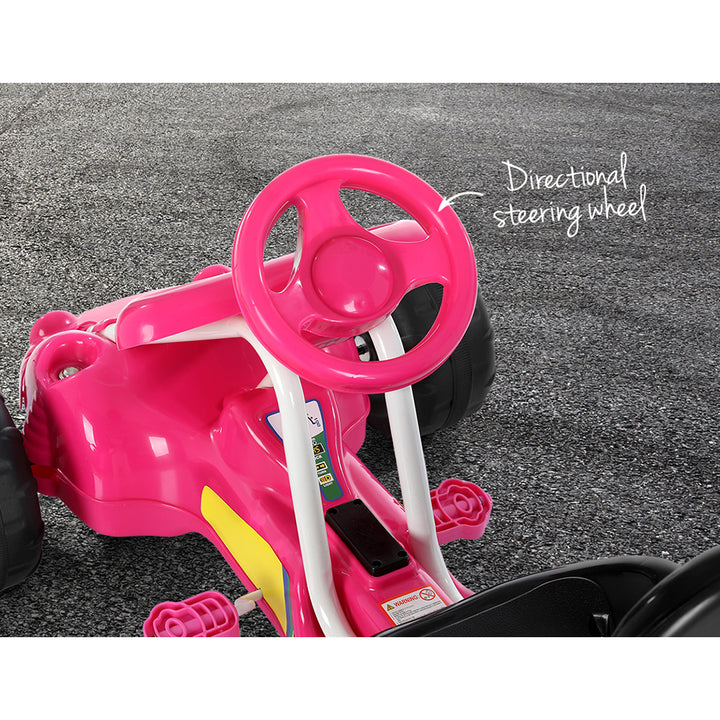 Rigo Kids Pedal Go Kart Ride On Toys Racing Car Plastic Tyre Pink | Confetti Living