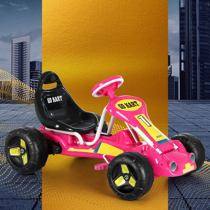 Rigo Kids Pedal Go Kart Ride On Toys Racing Car Plastic Tyre Pink | Confetti Living