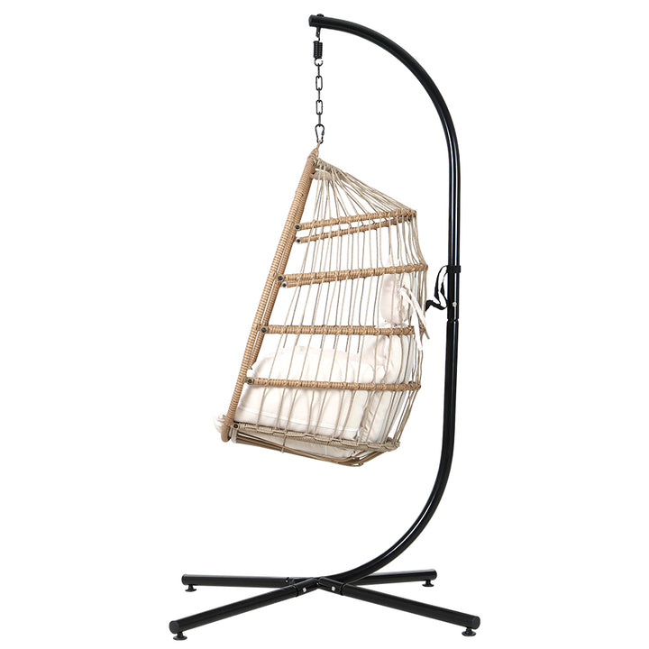 Gardeon Wicker Egg Swing Chair with Stand Medium - Yellow | Confetti Living