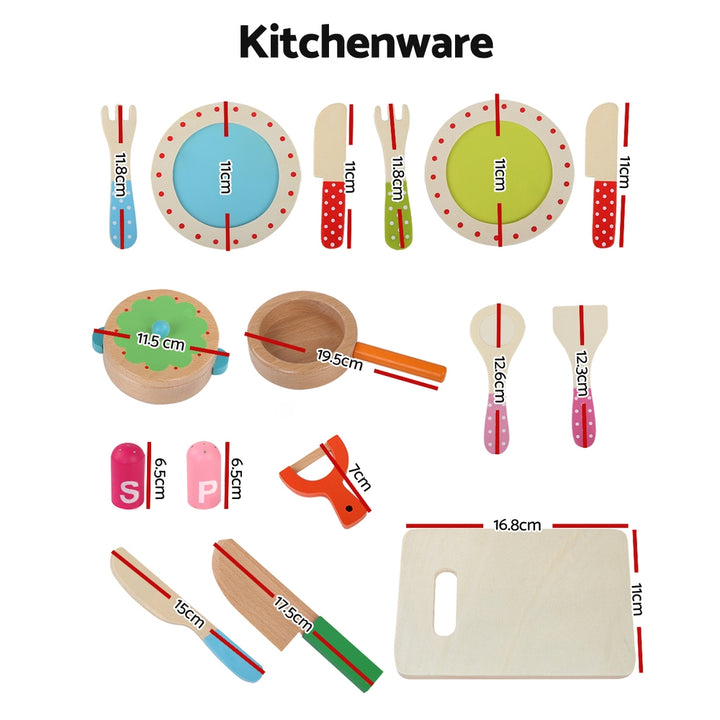 Childrens Keezi Kitchen Toy Food and Cooking Utensils - Wooden Toys | Confetti Living