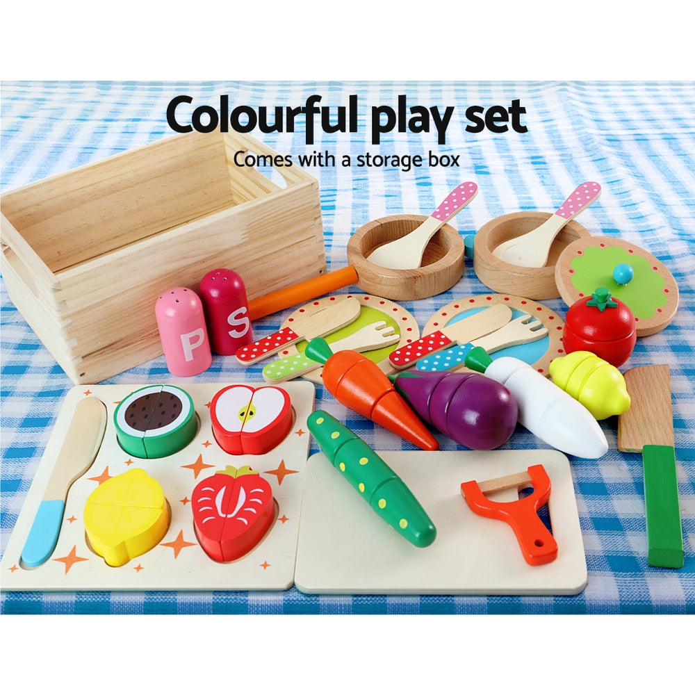 Childrens Keezi Kitchen Toy Food and Cooking Utensils - Wooden Toys | Confetti Living