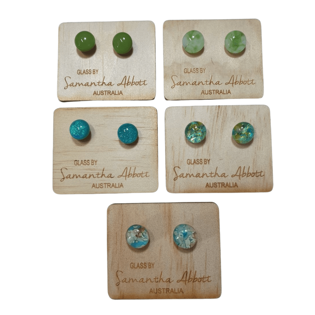 Glass Stud Earrings Green Tones Collection | Confetti Living