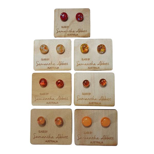 Glass Stud Earrings Orange Tones Collection | Confetti Living