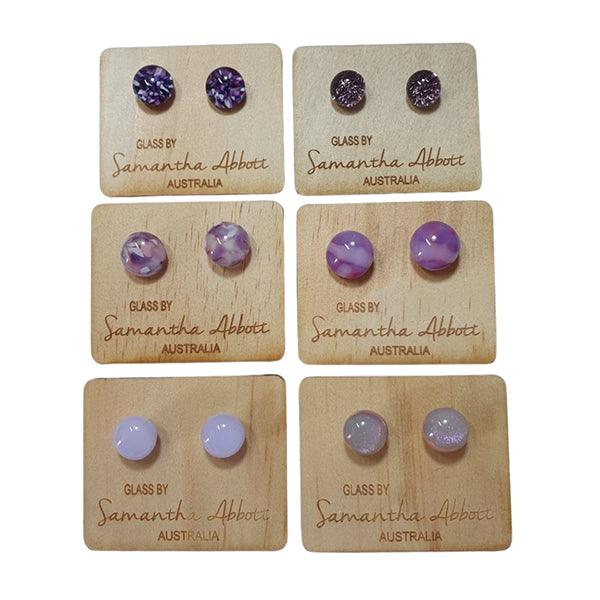 Glass Stud Earrings Purple Tones Collection | Confetti Living