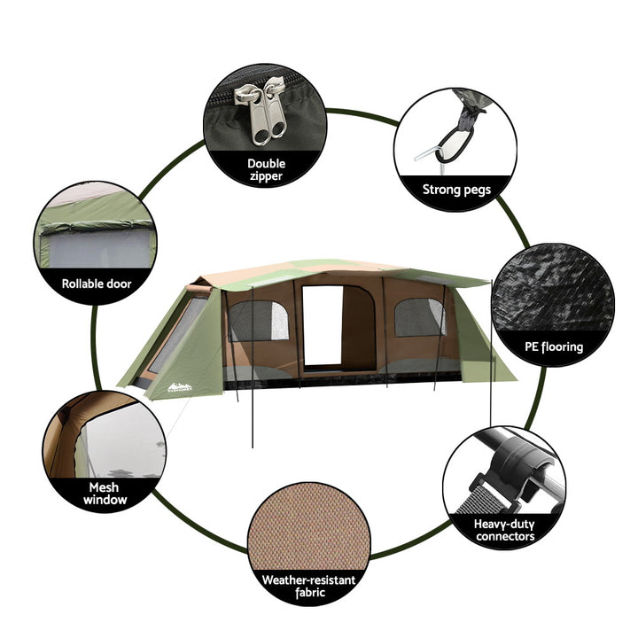 Weisshorn Camping Tent 10 Person Instant Up Tents Outdoor Family Hiking 3 Rooms | Confetti Living