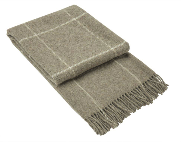 Brighton Throw Rug - 100% NZ Wool - Beige Striped | Confetti Living
