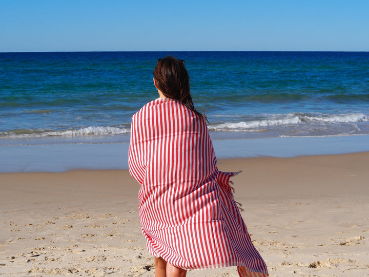 PORTSEA TURKISH COTTON TOWEL - CHERRY | Confetti Living