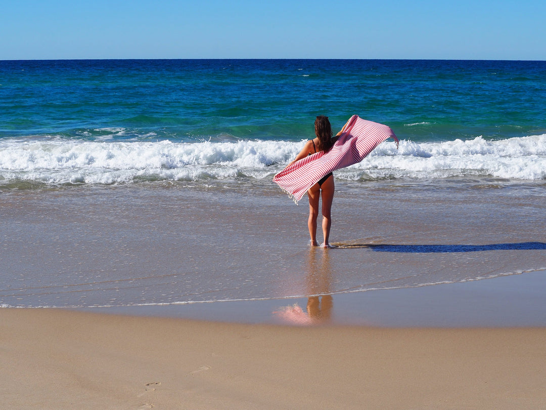 PORTSEA TURKISH COTTON TOWEL - CHERRY | Confetti Living