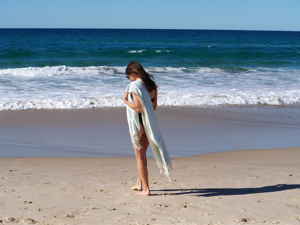 PORTSEA TURKISH COTTON TOWEL - SEAFOAM | Confetti Living