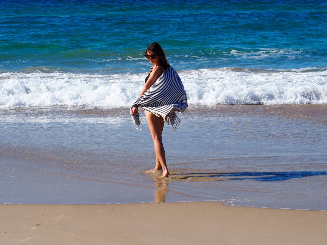 PORTSEA TURKISH COTTON TOWEL - MIDNIGHT | Confetti Living