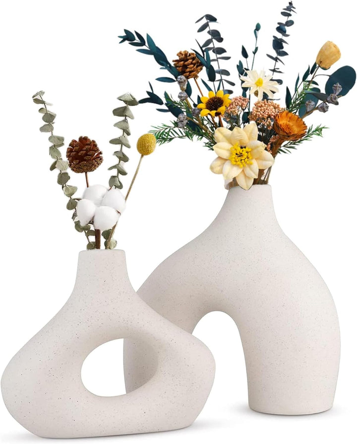 Modern White Ceramic Vases Set - 2 pieces | Confetti Living