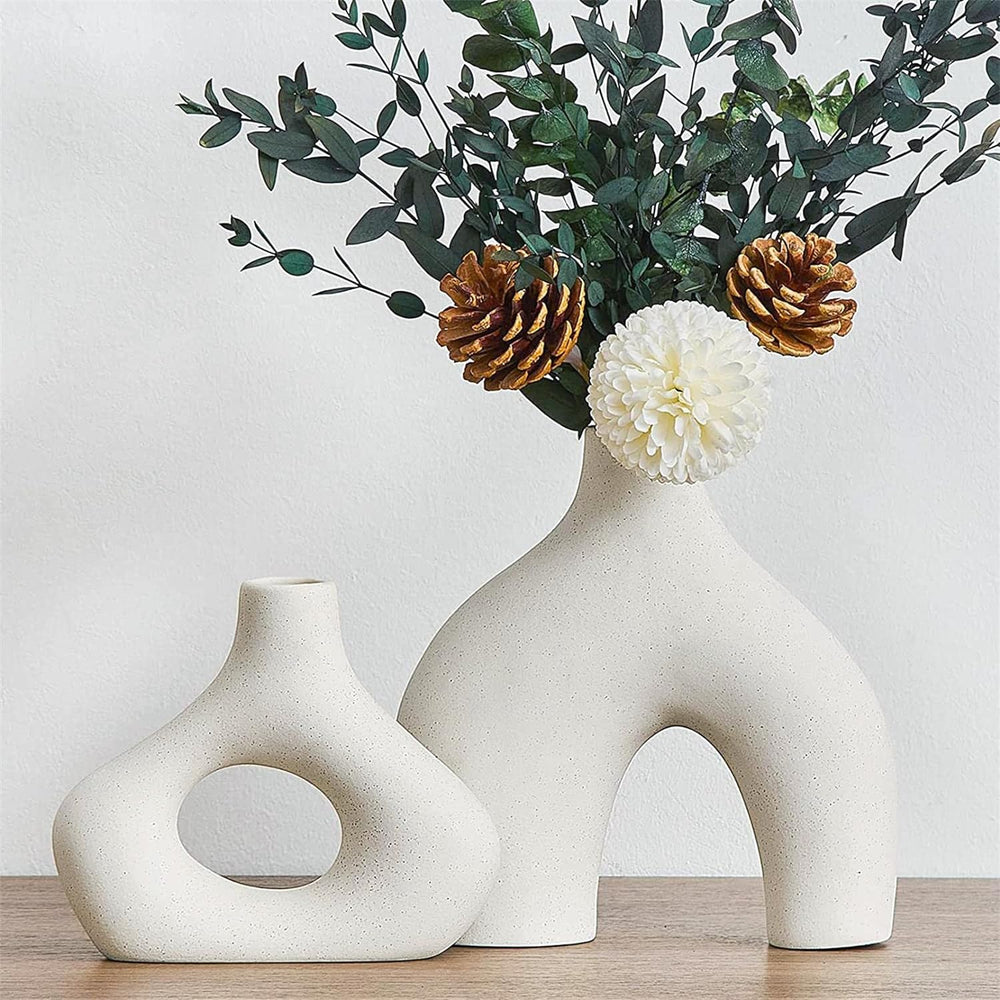 Modern White Ceramic Vases Set - 2 pieces | Confetti Living