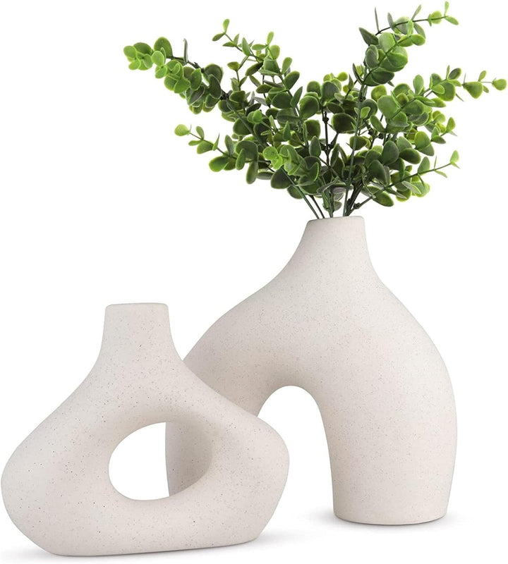 Modern White Ceramic Vases Set - 2 pieces | Confetti Living