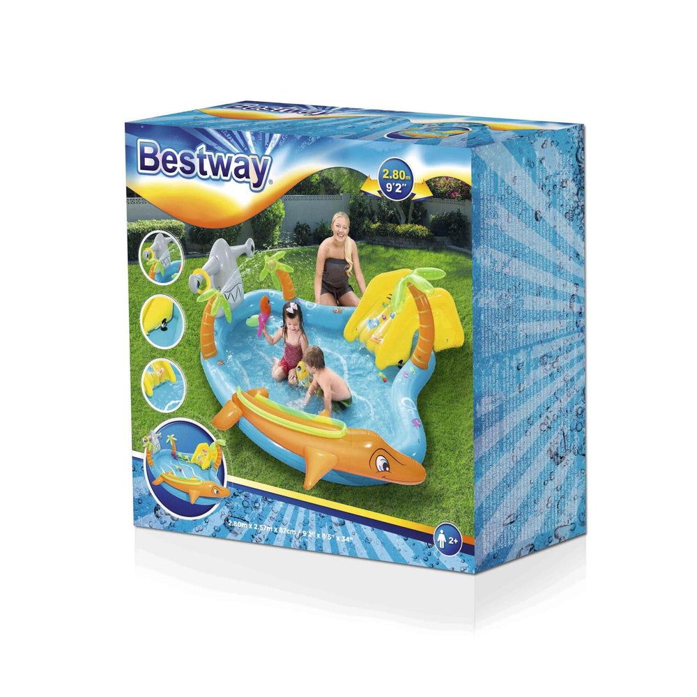 Bestway 273L Inflatable Sea Life Water Fun Park Pool with Slide - 2.8m x 87cm | Confetti Living