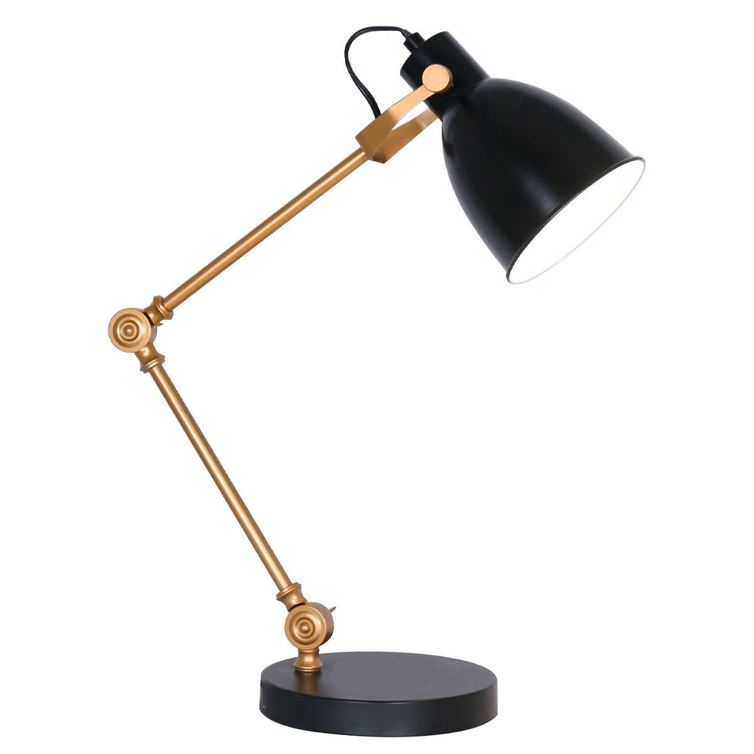 Sarantino Adjustable Metal Table Lamp In Black And Gold | Confetti Living